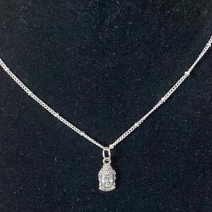 Silver Buddha Choker Necklace • Zen Meditation Spiritual Jewelry • Minimalist